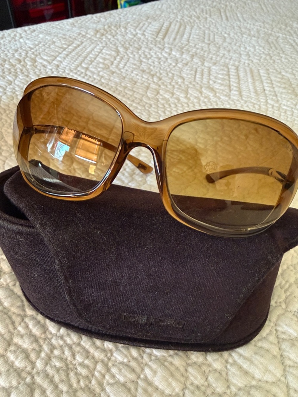 Tom Ford Oversized Amber Brown Women's Sunglasses